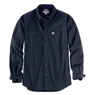 Men's Carhartt Rugged Flex Relaxed Fit Midweight Canvas Long Sleeve Work Shirt Navy