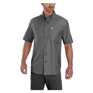 Men's Carhartt Rugged Flex Relaxed Fit Midweight Canvas Work Shirt Gravel