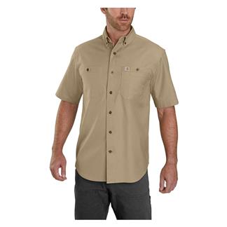 Men's Carhartt Rugged Flex Relaxed Fit Midweight Canvas Work Shirt Dark Khaki