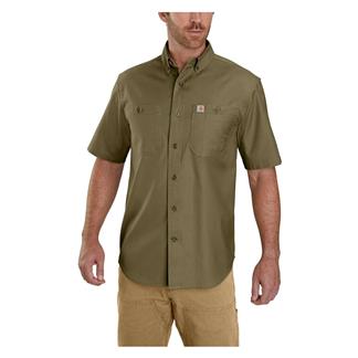 Men's Carhartt Rugged Flex Relaxed Fit Midweight Canvas Work Shirt Military Olive