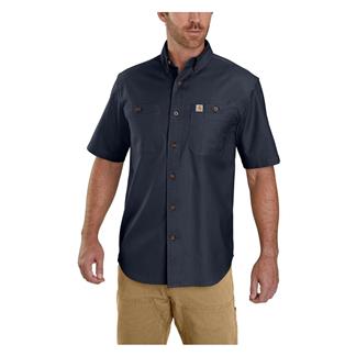 Men's Carhartt Rugged Flex Relaxed Fit Midweight Canvas Work Shirt Navy