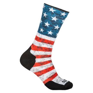 Men's 5.11 Sock And Awe American Flag Crew Socks Red