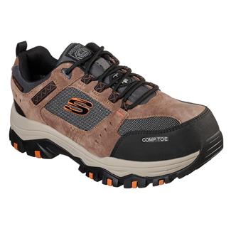 Men's Skechers Work Greetah Composite Toe Waterproof Brown / Black