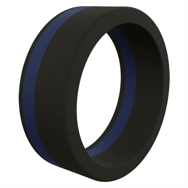 Men's Qalo Thin Blue Line Pinstripe Silicone Ring ...