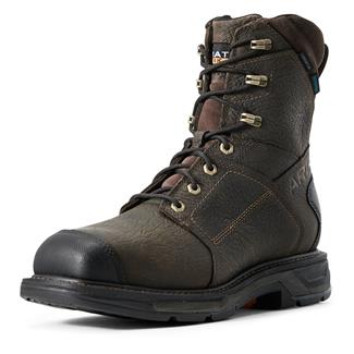 Men's Ariat Workhog XT 8" Side-Zip Carbon Toe Waterproof Boots Bruin Brown