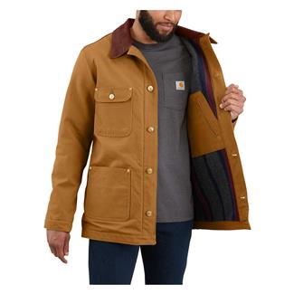 Men's Carhartt Loose Fit Firm Duck Blanket Lined Chore Coat - 2 Warmer Rating Carhartt Brown