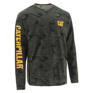 Men's CAT Long Sleeve Trademark Banner T-Shirt Night Camo