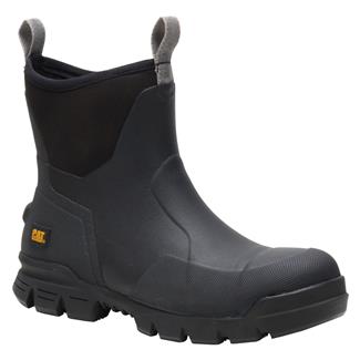 Men's CAT 6" Stormers Steel Toe Waterproof Boots Black / Black