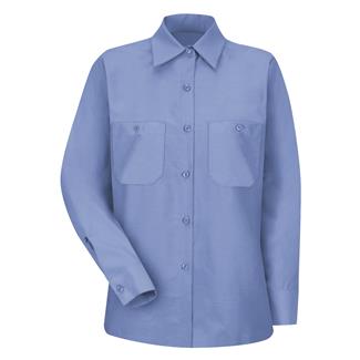 Women's Red Kap Industrial Long Sleeve Work Shirt Light Blue