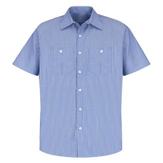 Men's Red Kap Industrial Stripe Yarn Dyed Work Shirt GM Blue / White