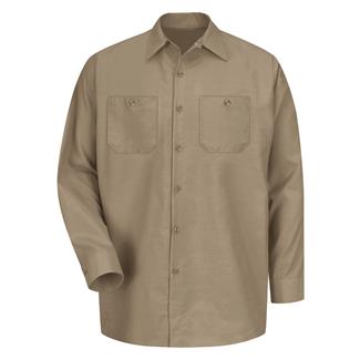 Men's Red Kap Long Sleeve Industrial Solid Work Shirt Khaki