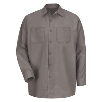Men's Red Kap Long Sleeve Industrial Solid Work Shirt Gray
