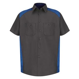 Men's Red Kap Motorsports Shirt Charcoal / Royal Blue