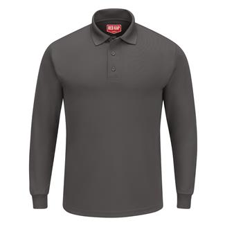 Men's Red Kap Performance Knit Long Sleeve Core Polo Charcoal