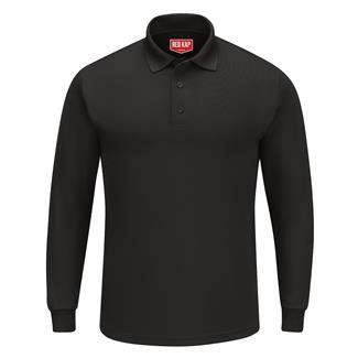 Men's Red Kap Performance Knit Long Sleeve Core Polo Black