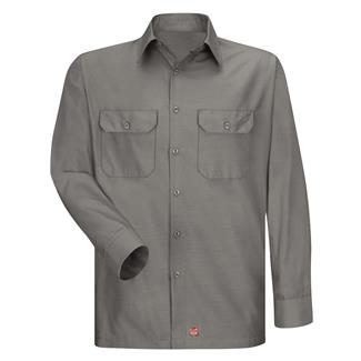 Men's Red Kap Solid Long Sleeve Ripstop Shirt Gray