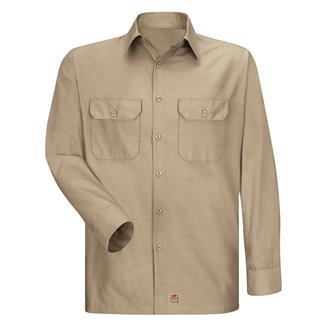 Men's Red Kap Solid Long Sleeve Ripstop Shirt Khaki