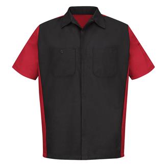 Men's Red Kap Two-Tone Crew Shirt Black / Red