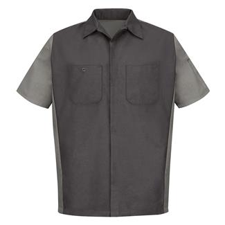 Men's Red Kap Two-Tone Crew Shirt Charcoal / Gray