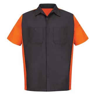 Men's Red Kap Two-Tone Crew Shirt Charcoal / Orange