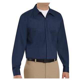 Men's Red Kap Wrinkle Resistant Cotton Long Sleeve Work Shirt Navy