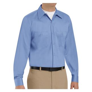 Men's Red Kap Wrinkle Resistant Cotton Long Sleeve Work Shirt Light Blue