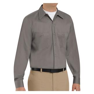 Men's Red Kap Wrinkle Resistant Cotton Long Sleeve Work Shirt Graphite Gray