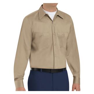 Men's Red Kap Wrinkle Resistant Cotton Long Sleeve Work Shirt Khaki