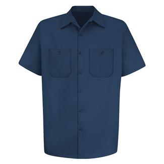 Men's Red Kap Wrinkle Resistant Cotton Work Shirt Navy