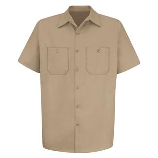 Men's Red Kap Wrinkle Resistant Cotton Work Shirt Khaki