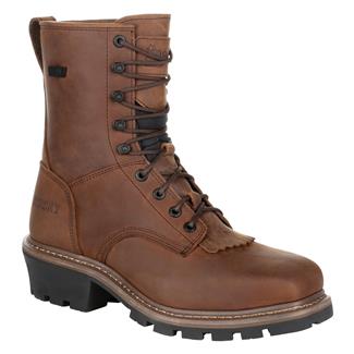 Men's Rocky Square Toe Logger Composite Toe Waterproof Boots Dark Brown