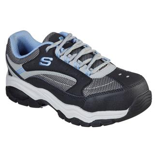 Women's Skechers Work Biscoe Steel Toe Black / Blue