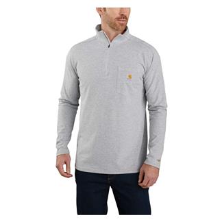 Men's Carhartt Force Relaxed-Fit Midweight Long Sleeve 1/4 Zip Mock-Neck T-Shirt Heather Gray