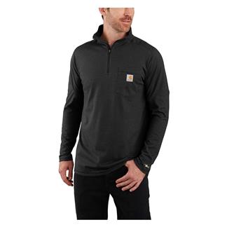 Men's Carhartt Force Relaxed-Fit Midweight Long Sleeve 1/4 Zip Mock-Neck T-Shirt Black