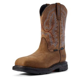 Men's Ariat 11" Workhog XT H2O Wide Sqare Carbon Toe Waterproof Boots Destressed Brown Bravo Brown