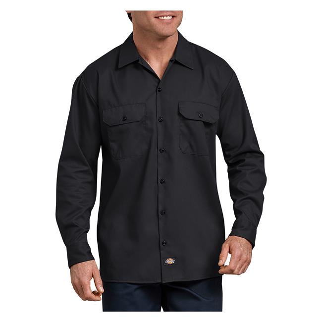 Men's Dickies Long Sleeve Flex Twill Work Shirt, Work Boots Superstore