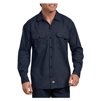 Men's Dickies Long Sleeve Flex Twill Work Shirt Dark Navy