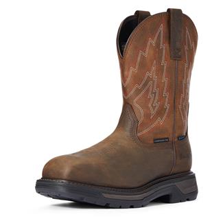 Men's Ariat Big Rig Waterproof Composite Toe Boots Dark Brown / Distressed Brown