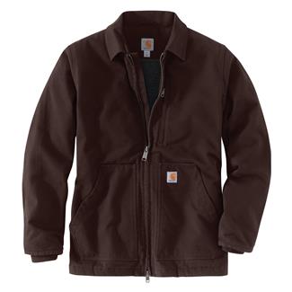Men's Carhartt Washed Duck Sherpa-Lined Field Jacket Relaxed Fit - 2 Warmest Rating Dark Brown