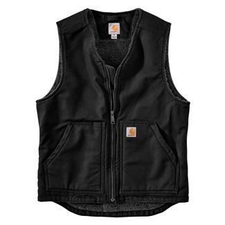 Men's Carhartt Relaxed Fit Washed Duck Sherpa-Lined Vest Black