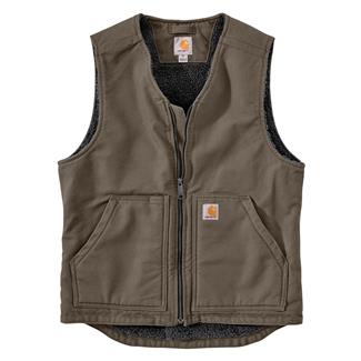 Men's Carhartt Relaxed Fit Washed Duck Sherpa-Lined Vest Driftwood