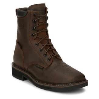 Men's Justin Original Work Boots 8" Driller Square Toe Composite Toe Waterproof Rustic Barnwood