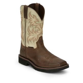 Men's Justin Original Work Boots 11" Driller Square Toe Steel Toe Copper Kettle Rowdy / Titanium White