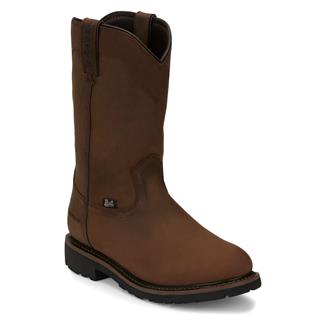 Men's Justin Original Work Boots 10" Drywall Round Toe Steel Toe Waterproof Wyoming Peanut