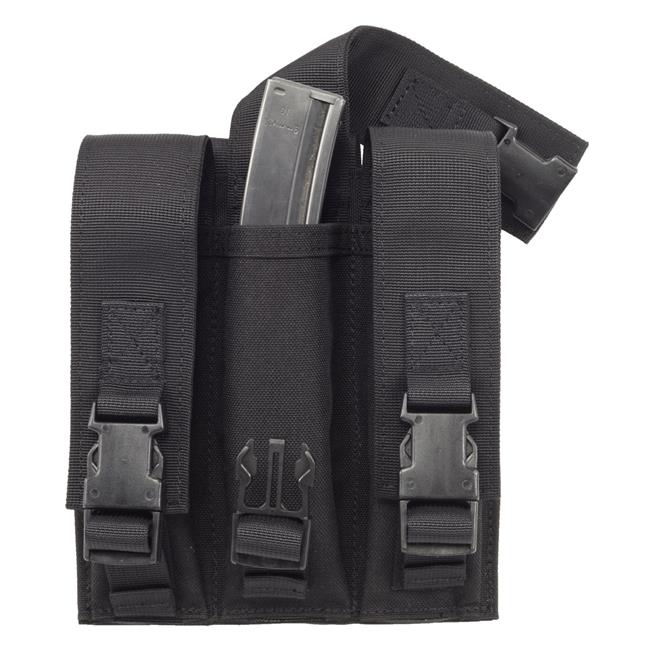 BLACK MOLLE Triple MP5 .22 or 9mm Mag Magazine Pouch Flap PAL 