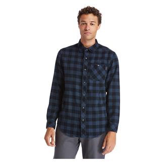 Men's Timberland PRO Woodfort Mid Weight Flannel Work Shirt Navy Buffalo Check