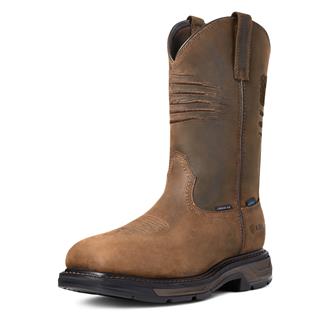 Men's Ariat WorkHog XT Patriot Waterproof Carbon Toe Boots Distressed Brown