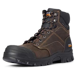 Men's Ariat 6" Treadfast Steel Toe Waterproof Boots Distressed Brown