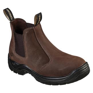 Men's Skechers Work Tapter Steel Toe Boots Brown