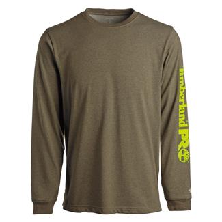Men's Timberland PRO Base Plate Long Sleeve Logo T-Shirt Burnt Olive Heather